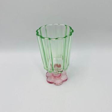 Imagem de Copo Vidro Flor Candy Vibrante Verde e Rosa 200ml 14x9cm - ROJEMAC