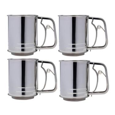 Imagem de Kit 4 Polvilhadores Inox P/ Farrinha Açúcar Tapioca Peneira - Mimo