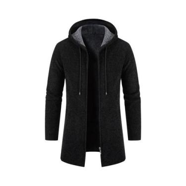 Imagem de Casaco Longo De Inverno Masculino Navy Com Forro De Fleece, Jaqueta De