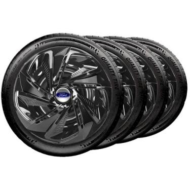 Imagem de Jogo 4 Calota Aro 13 Nitro Preta Ford Fiesta Focus Escort - Elitte