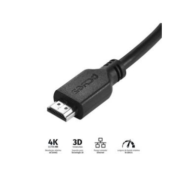 Imagem de Cabo Hdmi 2.0 4k 30awg Puro Cobre 1 Metro - Phm20-1 - PCYES
