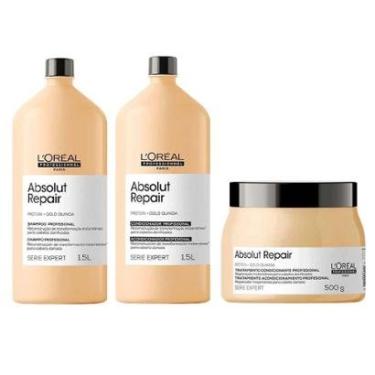Imagem de L'Oréal Professionnel Absolut Repair Gold Quinoa + Protein Kit – Shampoo + Máscara de Tratamento + C-Unissex