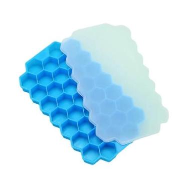 Imagem de Forma De Gelo De Silicone Reutilizável Com Tampa, Grau Alimentício, Em