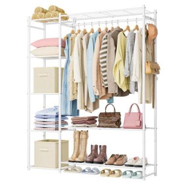 Imagem de Guarda-roupa Closet HOMIDEC Portátil 116x30x157 cm Aço Branco