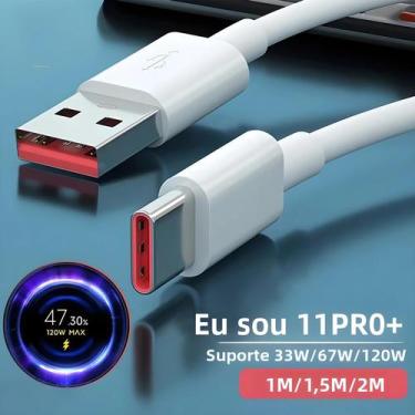 Imagem de Cabo Carregador Turbo De 120W USB Tipo C 6A Para Carregamento Rápido P