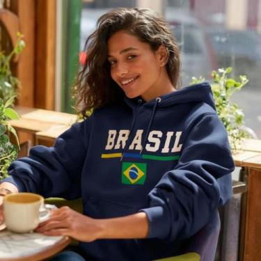 Imagem de Moletom Adulto 100% Algodao Brasil Copa Hexa Unissex Macio Confortavel