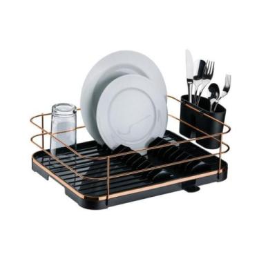 Imagem de Escorredor De Louças Em Plástico Originale Future, Preto e Rose Gold