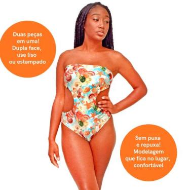 Imagem de Maio Feminino Praia sem alça Dupla Face - Suspirar, Azul, GG
