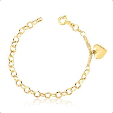 Imagem de Pulseira Ouro 18k Feminina Elo Português Com Berloque - Dreamfactoryjó