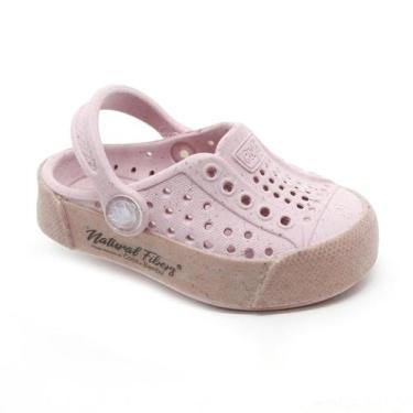 Imagem de Sandália Babuche Infantil Plugt Menina Fibra Natural Rosa, 21/22
