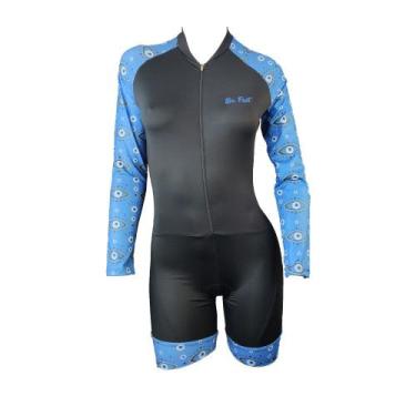 Imagem de Macaquinho Ciclismo Bike Feminino Be Fast Manga Longa Olho Forro Gel, 