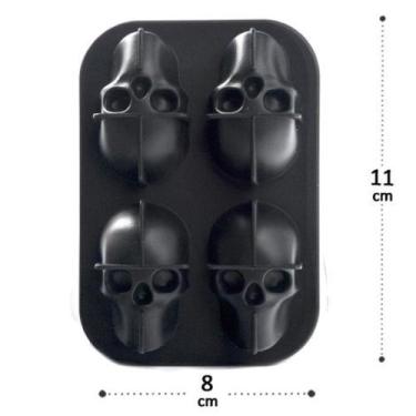 Imagem de Forma de Gelo Silicone 11x8 Para 4 Caveiras Skull - Clinck