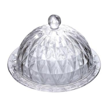Imagem de Queijeira com Tampa Diamond 18cm x 18cm x 12cm Cristal - Lyor