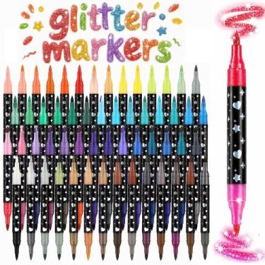 Imagem de Conjunto de 48 marcadores glitter de ponta dupla IOMDRWU, 96 cores