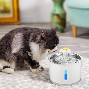 Imagem de Bebedouro PET Fonte De Água Automática 2.4L Para Gatos LED Automático 