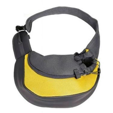 Imagem de Bolsa Canguru AB Mídia para Gato e Cachorro Pequeno Porte Poliéster Amarelo 46CM