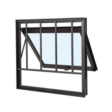 Imagem de Janela de Aluminio Maxim-Ar 60x60cm com Grade, e com Vidro Liso Ultra 