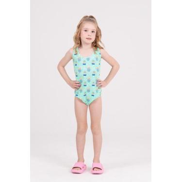 Imagem de Maiô Infantil Regata UV 50+ Suplex Costeira Verde, Verde, 2
