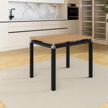 Imagem de Mesa com Tampo 91cm x 68cm Base em Aço Malva Preto/Nature - Artefamol