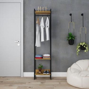 Imagem de Estante Closet Arara Industrial 3 Prateleiras 187x45cm Dynamica Marrom