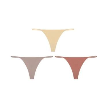 Imagem de Calcinhas Tanga Sem Costura De Cintura Baixa 3PCS Com Alças Finas E Al