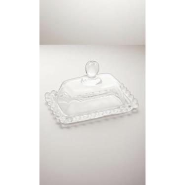 Imagem de Manteigueira de Cristal com Detalhe de Pérolas 11x7x7cm - Congratulati