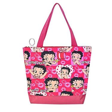 Imagem de Betty Boop Bolsa de compras de poliéster com bolsa de moedas, estilo sacola (rosa) grande, rosa, Large