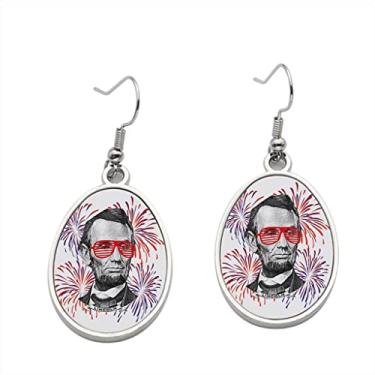 Imagem de Brinco Lincoln Presidentes de 4 de julho - Brincos com pingente para meninas - Presente de festa de aniversário dos namorados