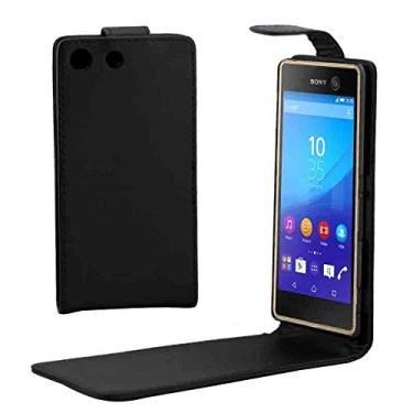 Imagem de Capa ultra fina com fecho magnético vertical em couro PU para Sony Xperia M5 (preto) capa traseira para telefone (cor: preta)