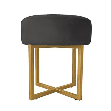 Imagem de Puff Decorativo Madrid Luxo Dourado Assento Suede Cinza - Folk Móveis