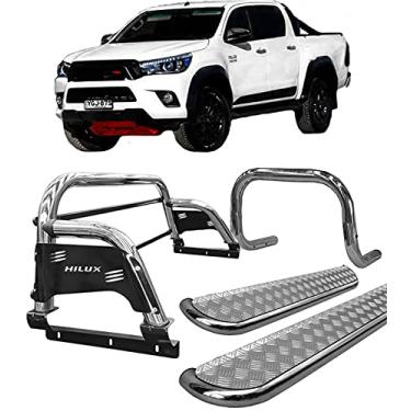 Imagem de Kit quebra mato+Estribo Chapa+Santo Ant H3 Hilux 16/20 CROMO