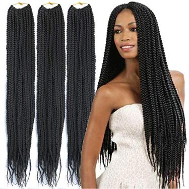 Imagem de Mayloss 6 pacotes/lote (14/18/24/30) polegadas 1 cm 20 fios/pacote fino 3X caixa de extensão de cabelo de crochê trançado de diâmetro 3X extensões de cabelo sintético tranças de crochê cor de cabelo (24Inch, 2)