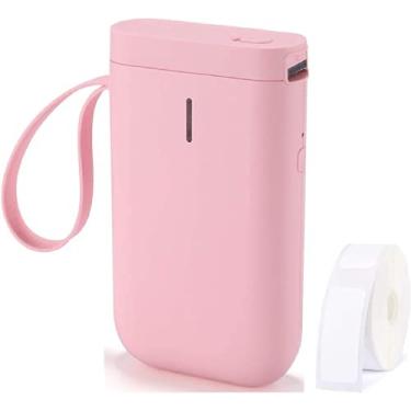 Imagem de Máquina de etiquetar com fita, máquina portátil de etiquetagem com Bluetooth D11, mini impressora de etiquetas portátil sem fio para smartphone, tablet, escritório, uso doméstico (rosa)