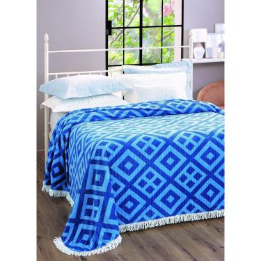 Imagem de Colcha Chenille Jolitex Com Franja Gabriela 220x240m Azul