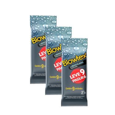 Imagem de Kit leve 27 Pague 18 Preservativo Blowtex Lubrificante c/ 9 Un