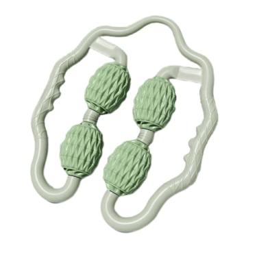 Imagem de TOMOO Massageador muscular de 4 rodas com grampos circulares de perna - rolo muscular de 360° para perna, pescoço, mão, braço, relaxamento muscular, massageador, esportes internos, ioga, musculação,