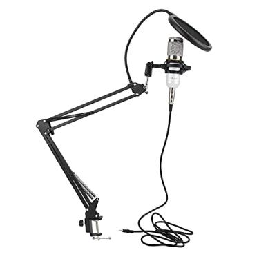 Imagem de Kit de microfone condensador USB, microfone de computador PC com suporte ajustável, suporte para braço de choque, conjunto de microfone podcast de streaming de mesa para gravação de estúdio de vídeo (branco + prata)