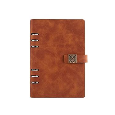 Imagem de Fivela Magnética Capa Dura A5 Caderno de Couro Bloco de Notas Pasta Anel Planejador Agenda Livro de Notas de Negócios Papelaria, chk, marrom, A5