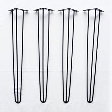 Imagem de Pés De Mesa Aparador Escrivaninha 75 Cm Triplo - 8 Mm (Preto)