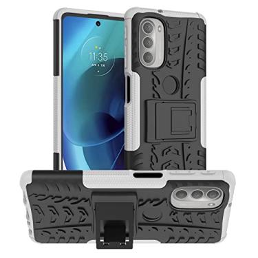 Imagem de YUNCHAO Caixa de telefone Para Motorola Moto G51 5G Textura TPU + Caixa de telefone PC com suporte capa para celular