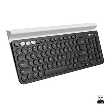 Imagem de Logitech Teclado sem fio para vários dispositivos K780 para computador, telefone e tablet – compatível com controle entre computadores FLOW – Speckles, branco