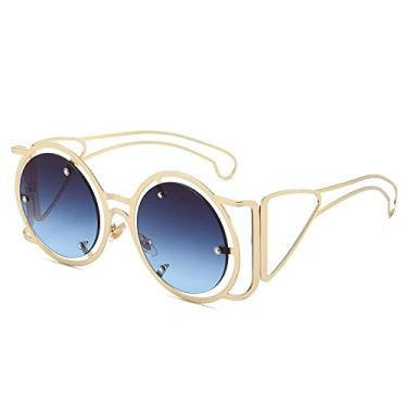 Imagem de Óculos ocos de metal de pernas largas Retro Street Shooting Óculos de sol anti-UV Óculos de sol masculinos e femininos, 3, tamanho único