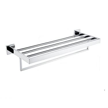 Imagem de Toalheiro de aço inoxidável acessórios para banheiro, ouro escovado, trilho de montagem em parede, toalheiro de chuveiro, suporte de prateleira, cromado preto fosco, toalheiro A7