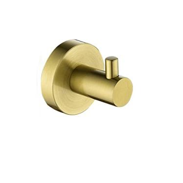 Imagem de Acessórios de banheiro de ouro escovado Suporte de escova de banheiro Suporte de papel Suporte de toalha Prateleira Gancho de roupão Anel de toalha de prato de sabão montado na parede, gancho de roupão