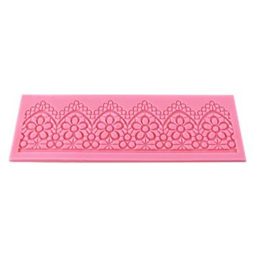 Imagem de Longzand Molds Molde de decoração de bolo DIY com tapete de silicone para renda, molde de fondant e moldes de silicone para artesanato de açúcar, rosa