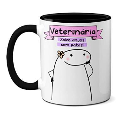 Imagem de Caneca Veterinária Salvo Anjos De Patas! Presente Fofo (Preta)