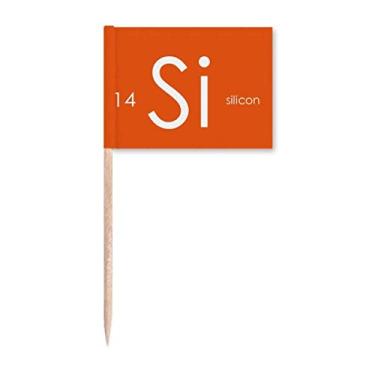 Imagem de Elementos Químicos Mesa de Período Semimetal Silicone Si Bandeiras Marcador Topper Decoração de Festa