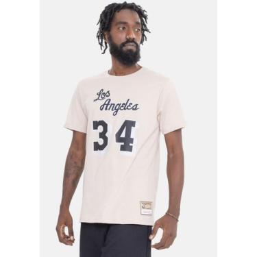 Imagem de Camiseta Mitchell & Ness Khaki Black Los Angeles Lakers Shaquille O'ne