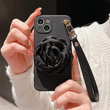 Imagem de Camellia Pearl Bracelet Chain Liquid Phone Case para Samsung A53 A73 A33 A32 A51 A71 A72 A52 A23 A22 A13 A12 A11 10 S 50 70, MFA5, Preto, Para A52 S
