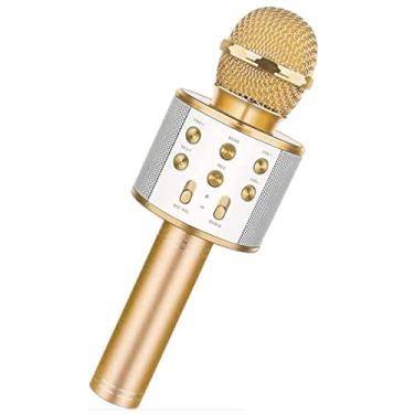Imagem de Adaskala WS-858 Microfone de karaokê sem fio portátil, Player de karaokê portátil para celular Alto-falante HIFI embutido, Selfie 3-em-1 bateria de lítio recarregável Karaokê KTV MIC Máquina Ouro